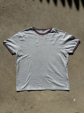 Bellerose Gray Ringer Tee with Maroon Trim